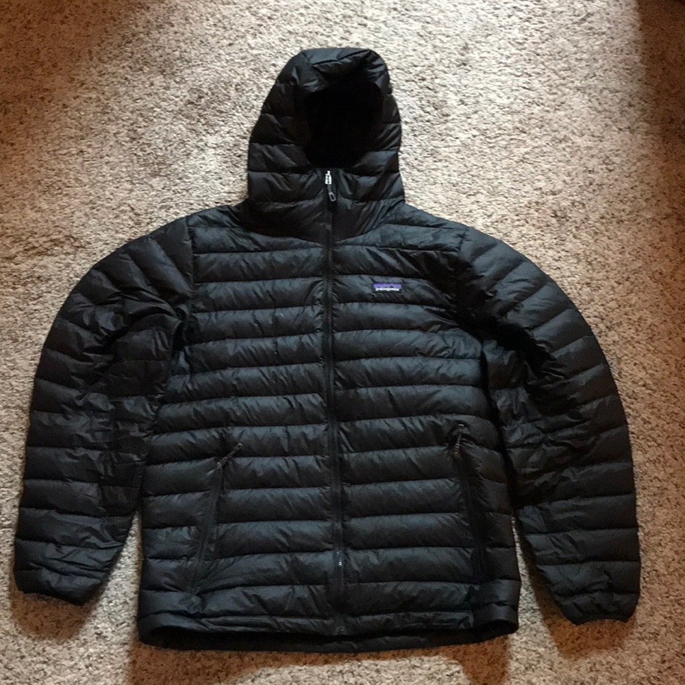 Black Mens Down Sweater Hoody